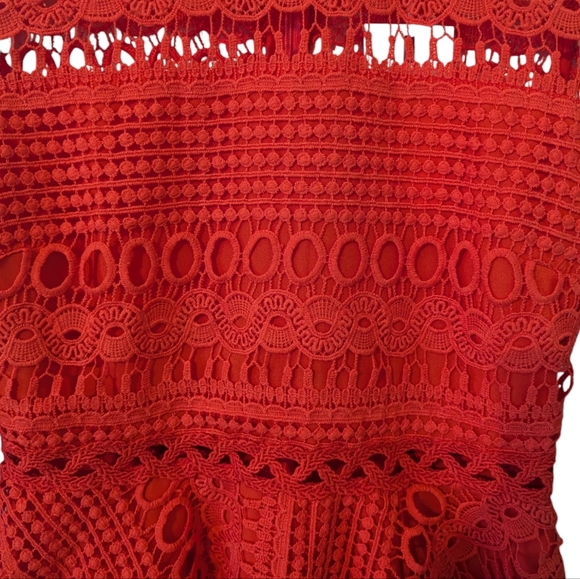 NWT Endless Rose Tiered Lace Long Sleeve Minidress in Red - Small - Picture 4 of 6